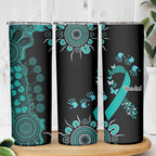Ovarian Cancer Awareness Personalised Skinny Tumbler Aboriginal Ribbon Dot Painting