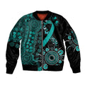 Ovarian Cancer Awareness Personalised Sleeve Zip Bomber Jacket Aboriginal Ribbon Dot Painting