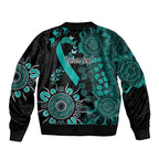 Ovarian Cancer Awareness Personalised Sleeve Zip Bomber Jacket Aboriginal Ribbon Dot Painting
