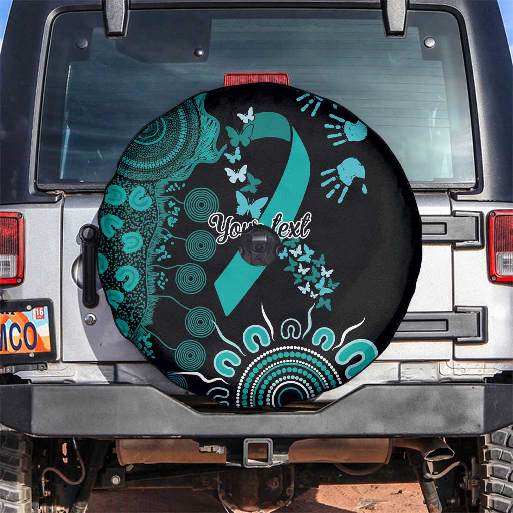 Ovarian Cancer Awareness Personalised Spare Tire Cover Aboriginal Ribbon Dot Painting
