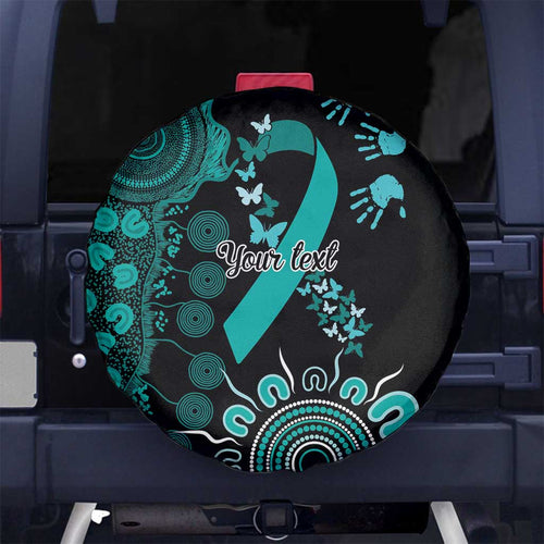 Ovarian Cancer Awareness Personalised Spare Tire Cover Aboriginal Ribbon Dot Painting
