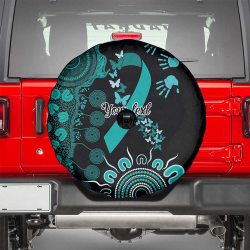 Ovarian Cancer Awareness Personalised Spare Tire Cover Aboriginal Ribbon Dot Painting