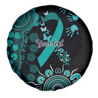 Ovarian Cancer Awareness Personalised Spare Tire Cover Aboriginal Ribbon Dot Painting