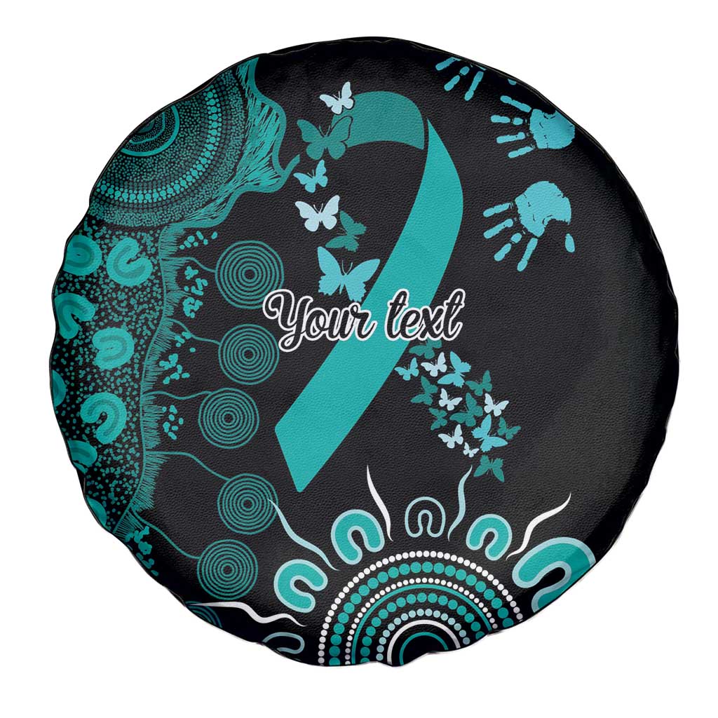 Ovarian Cancer Awareness Personalised Spare Tire Cover Aboriginal Ribbon Dot Painting