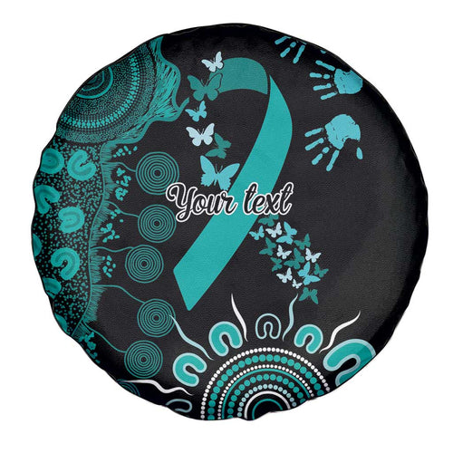 Ovarian Cancer Awareness Personalised Spare Tire Cover Aboriginal Ribbon Dot Painting