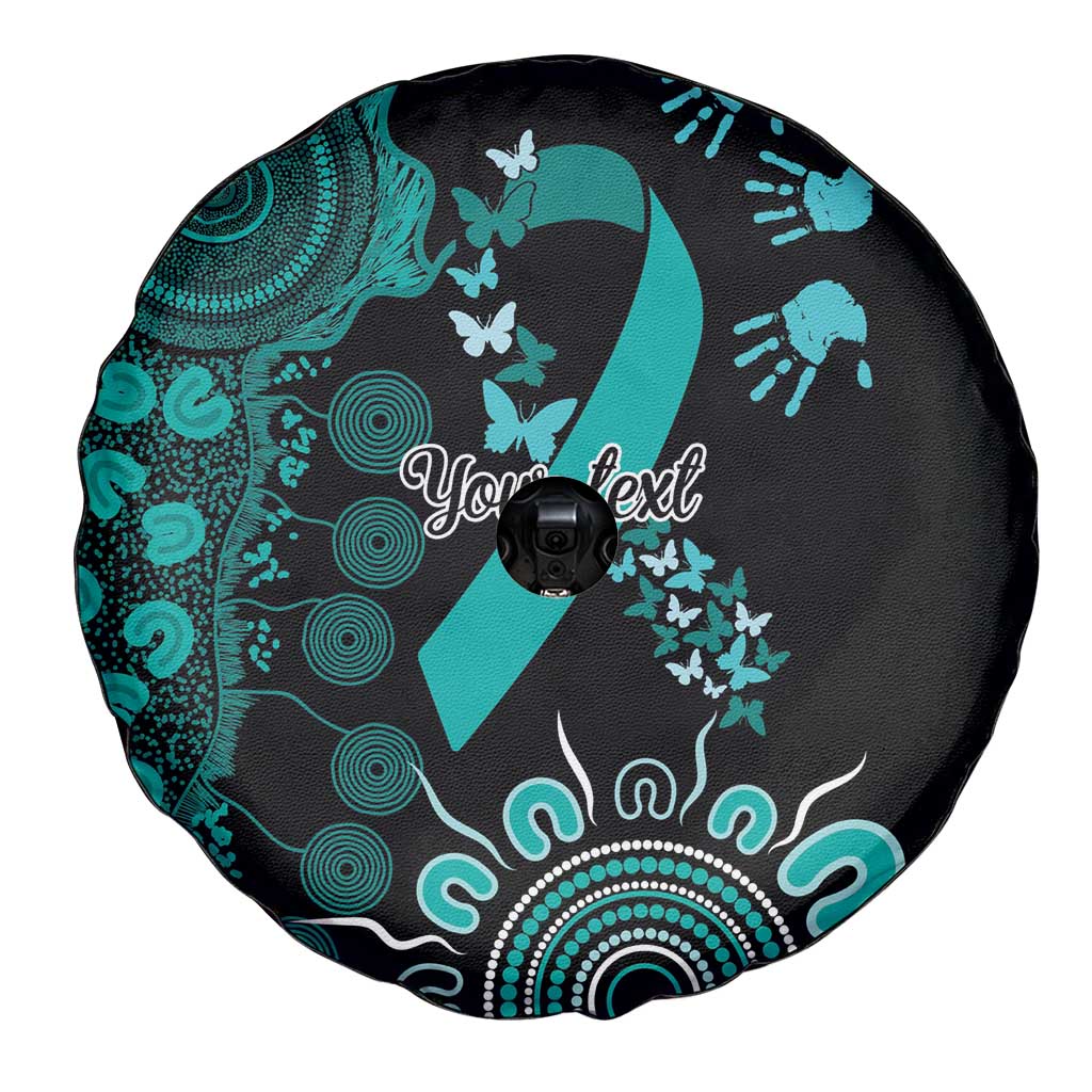 Ovarian Cancer Awareness Personalised Spare Tire Cover Aboriginal Ribbon Dot Painting