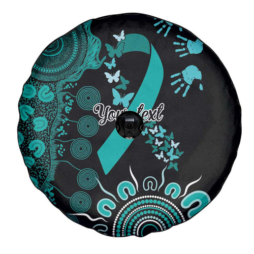 Ovarian Cancer Awareness Personalised Spare Tire Cover Aboriginal Ribbon Dot Painting