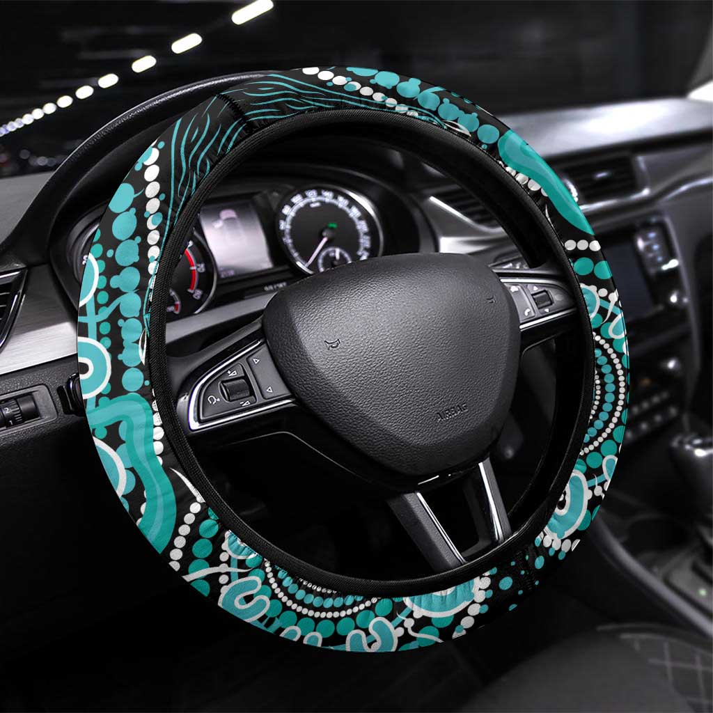 Ovarian Cancer Awareness Steering Wheel Cover Aboriginal Ribbon Dot Painting