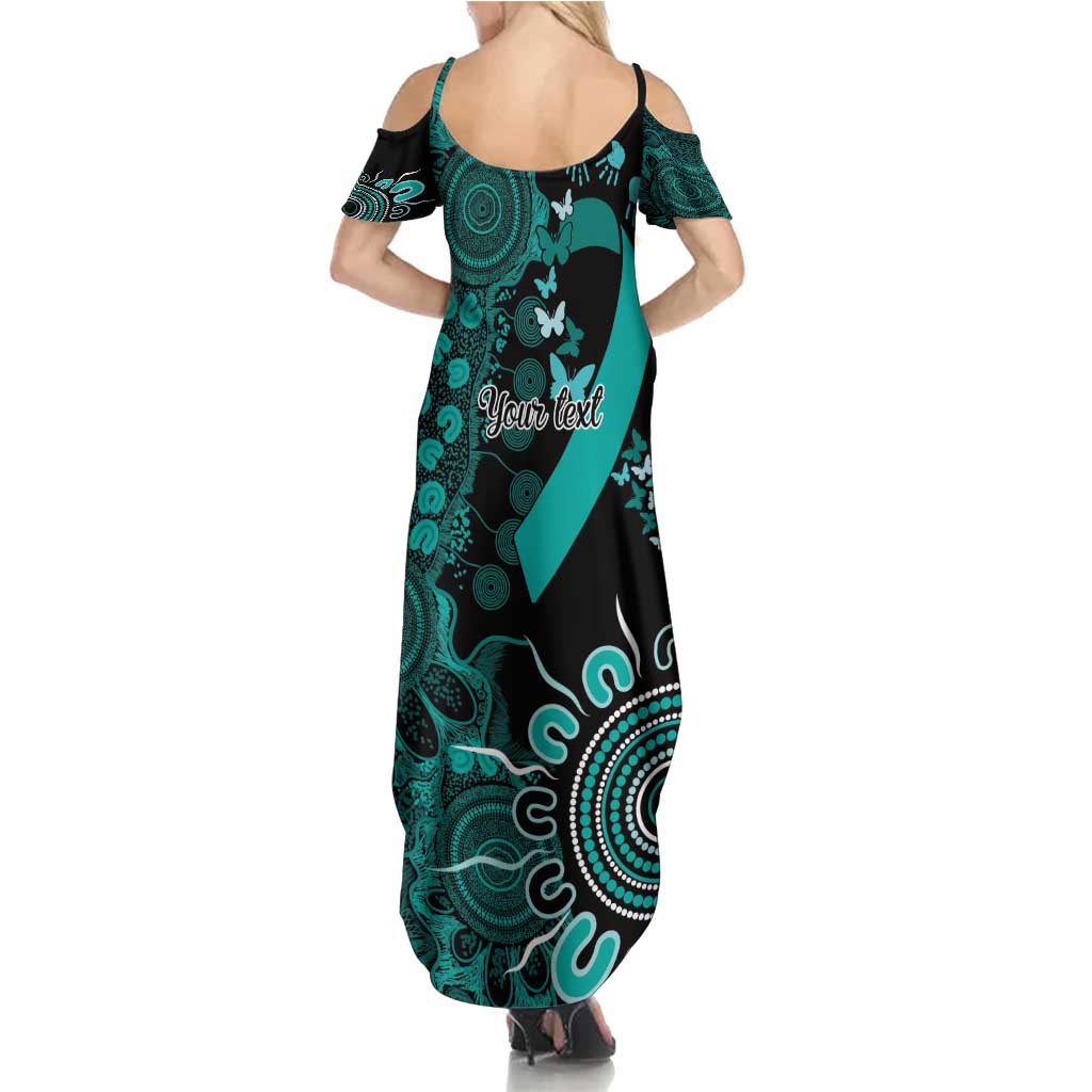Ovarian Cancer Awareness Personalised Summer Maxi Dress Aboriginal Ribbon Dot Painting