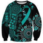 Ovarian Cancer Awareness Personalised Sweatshirt Aboriginal Ribbon Dot Painting