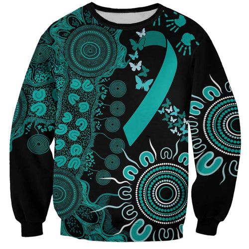 Ovarian Cancer Awareness Personalised Sweatshirt Aboriginal Ribbon Dot Painting