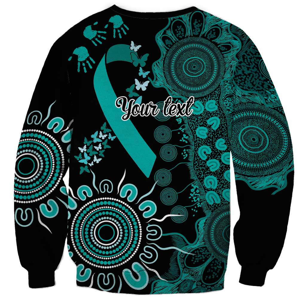 Ovarian Cancer Awareness Personalised Sweatshirt Aboriginal Ribbon Dot Painting