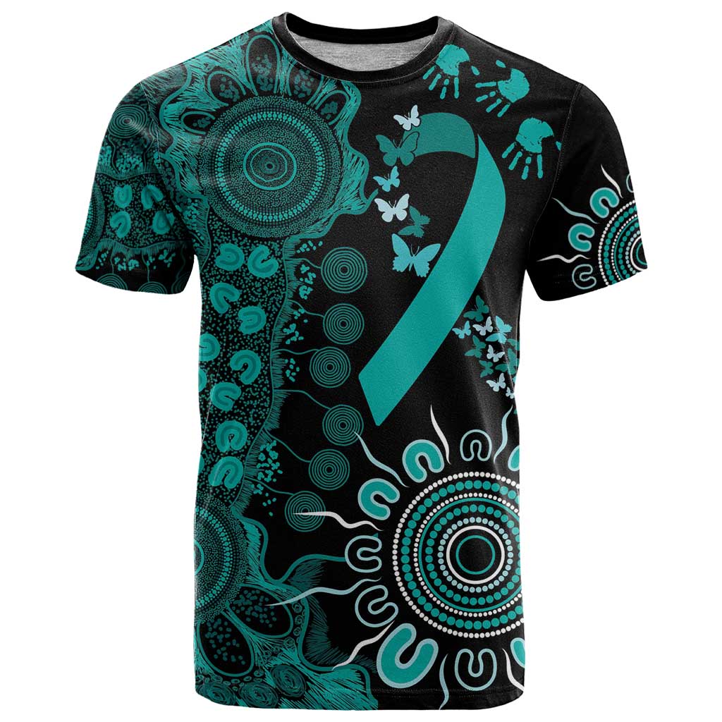 Ovarian Cancer Awareness Personalised T Shirt Aboriginal Ribbon Dot Painting