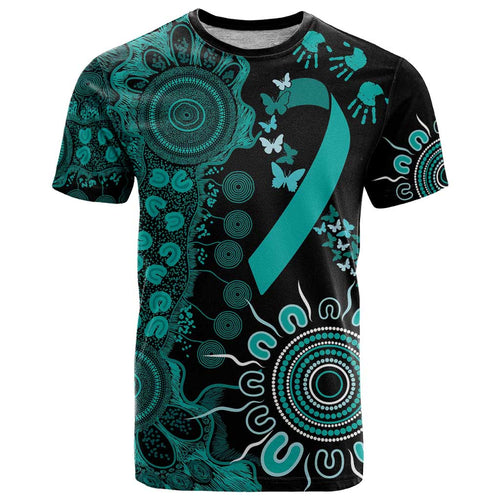 Ovarian Cancer Awareness Personalised T Shirt Aboriginal Ribbon Dot Painting