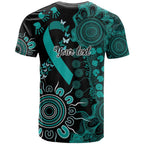 Ovarian Cancer Awareness Personalised T Shirt Aboriginal Ribbon Dot Painting
