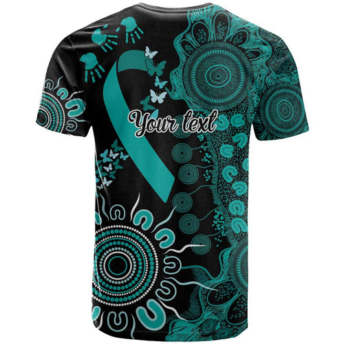 Ovarian Cancer Awareness Personalised T Shirt Aboriginal Ribbon Dot Painting