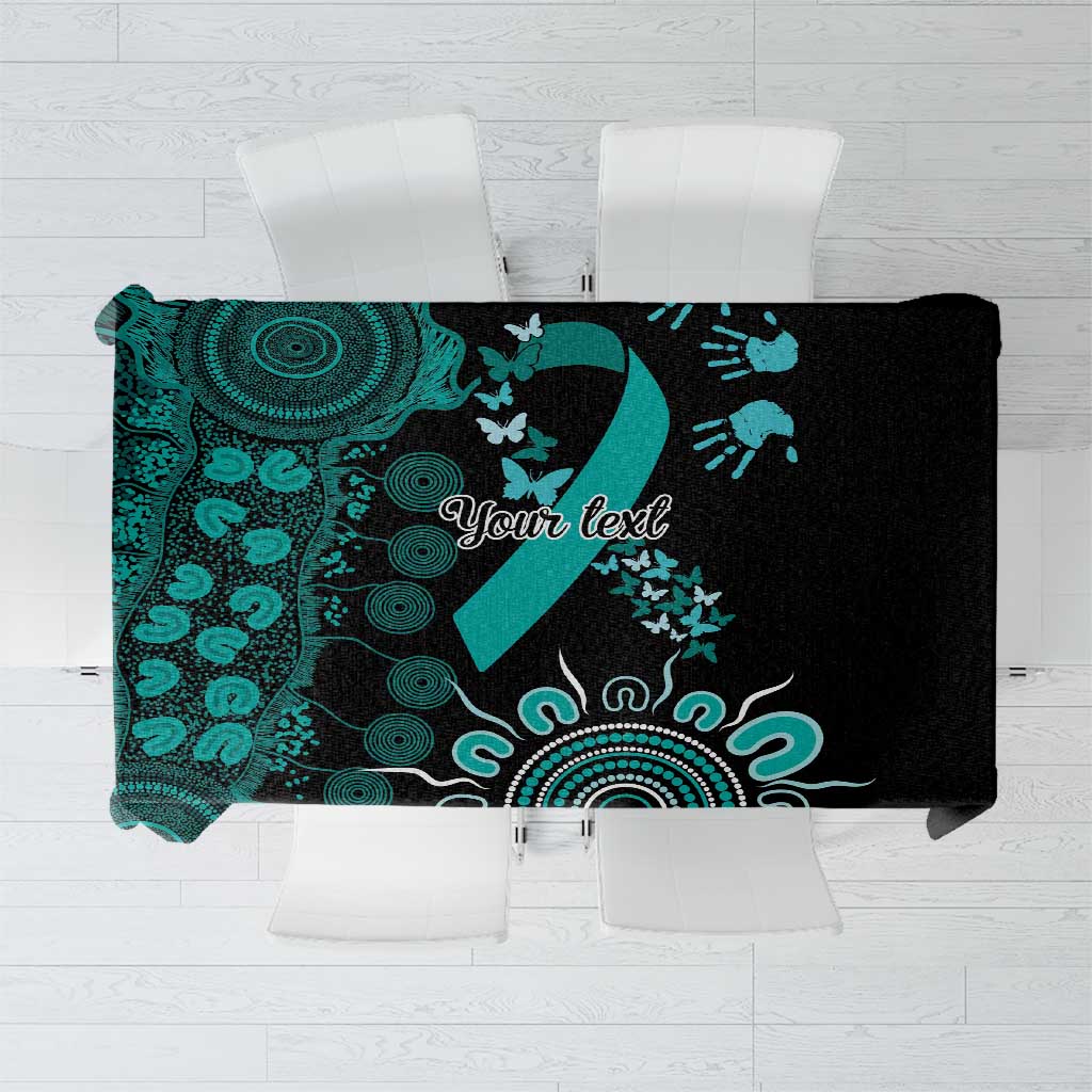 Ovarian Cancer Awareness Personalised Tablecloth Aboriginal Ribbon Dot Painting
