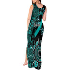 Ovarian Cancer Awareness Personalised Tank Maxi Dress Aboriginal Ribbon Dot Painting