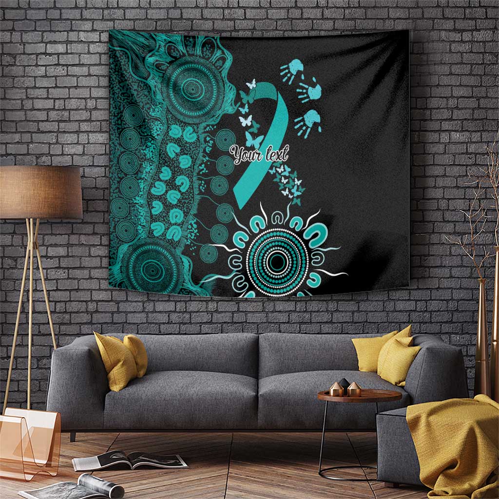 Ovarian Cancer Awareness Personalised Tapestry Aboriginal Ribbon Dot Painting