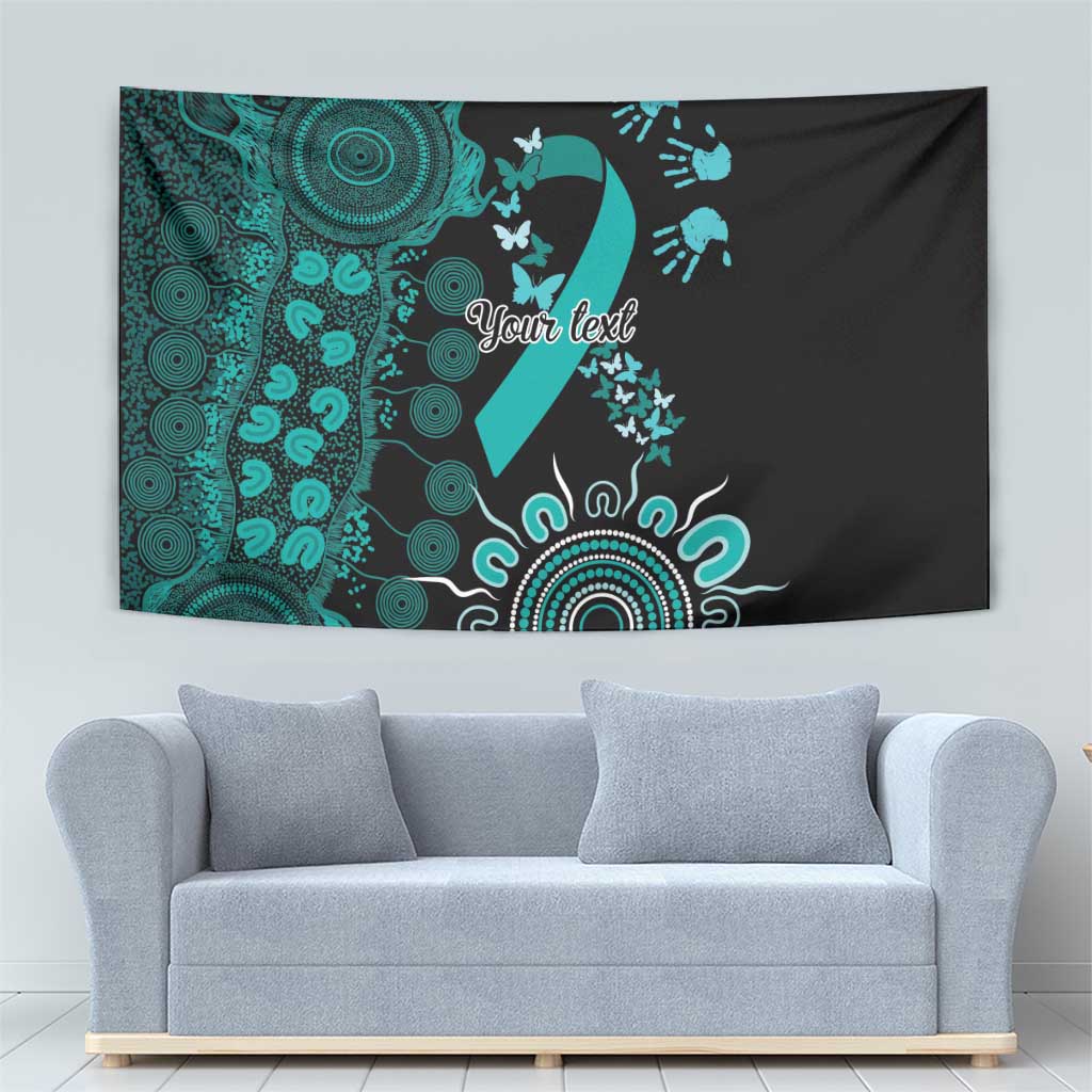 Ovarian Cancer Awareness Personalised Tapestry Aboriginal Ribbon Dot Painting