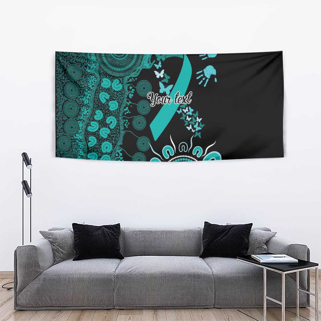 Ovarian Cancer Awareness Personalised Tapestry Aboriginal Ribbon Dot Painting