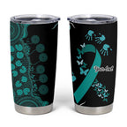 Ovarian Cancer Awareness Personalised Tumbler Cup Aboriginal Ribbon Dot Painting
