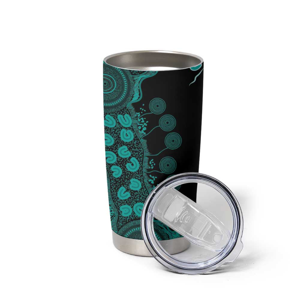 Ovarian Cancer Awareness Personalised Tumbler Cup Aboriginal Ribbon Dot Painting