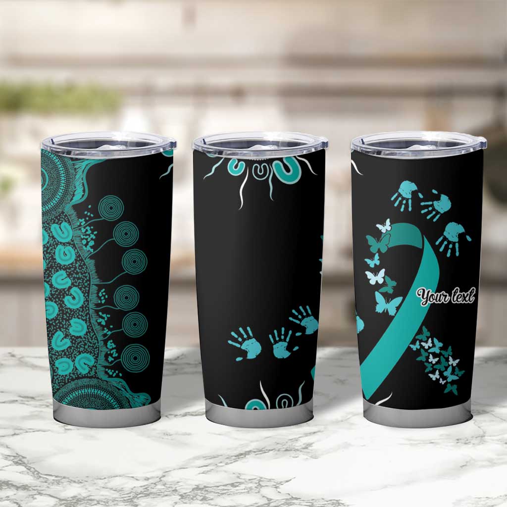 Ovarian Cancer Awareness Personalised Tumbler Cup Aboriginal Ribbon Dot Painting