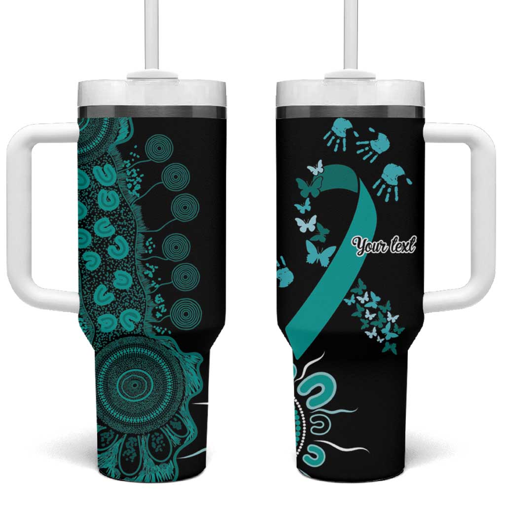 Ovarian Cancer Awareness Personalised Tumbler With Handle Aboriginal Ribbon Dot Painting