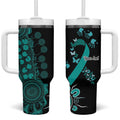 Ovarian Cancer Awareness Personalised Tumbler With Handle Aboriginal Ribbon Dot Painting
