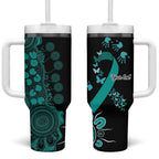 Ovarian Cancer Awareness Personalised Tumbler With Handle Aboriginal Ribbon Dot Painting