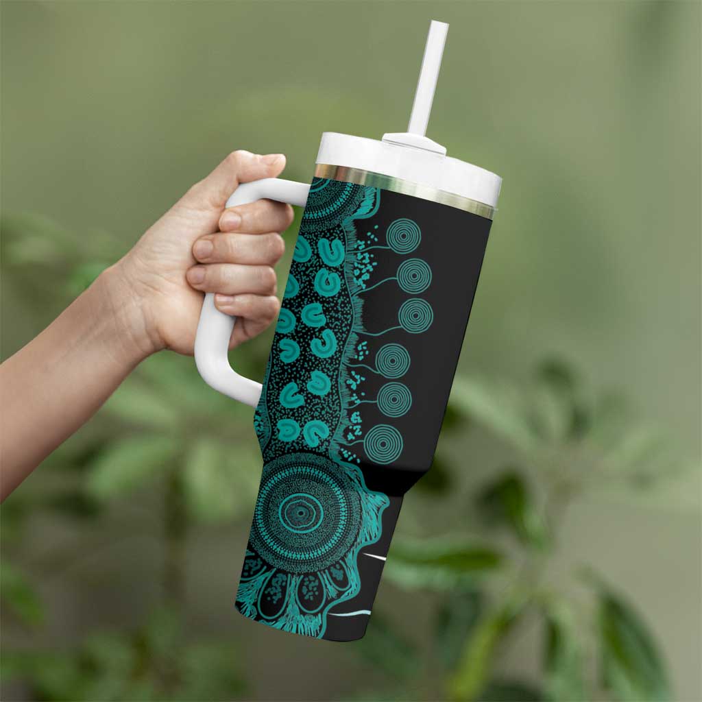 Ovarian Cancer Awareness Personalised Tumbler With Handle Aboriginal Ribbon Dot Painting