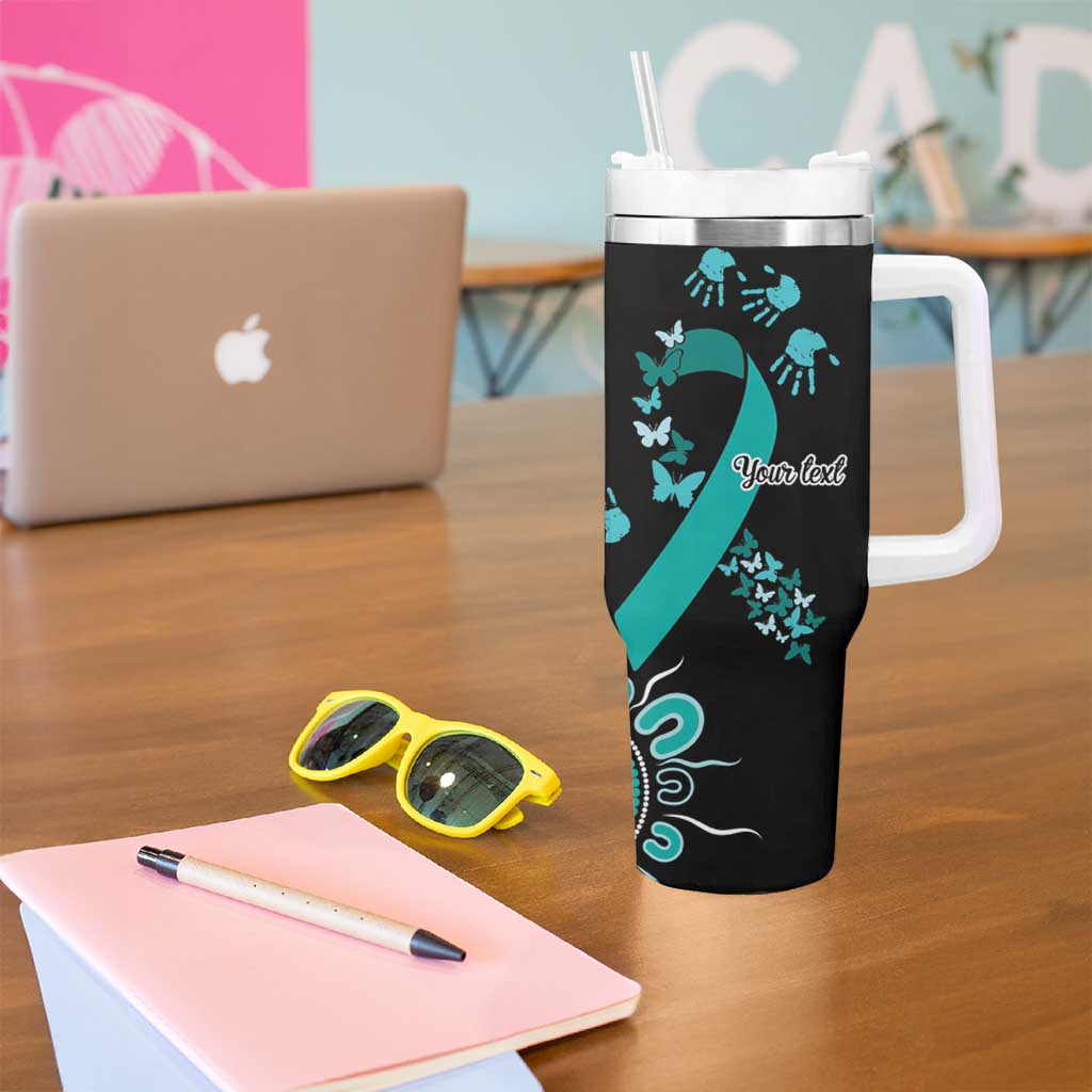 Ovarian Cancer Awareness Personalised Tumbler With Handle Aboriginal Ribbon Dot Painting