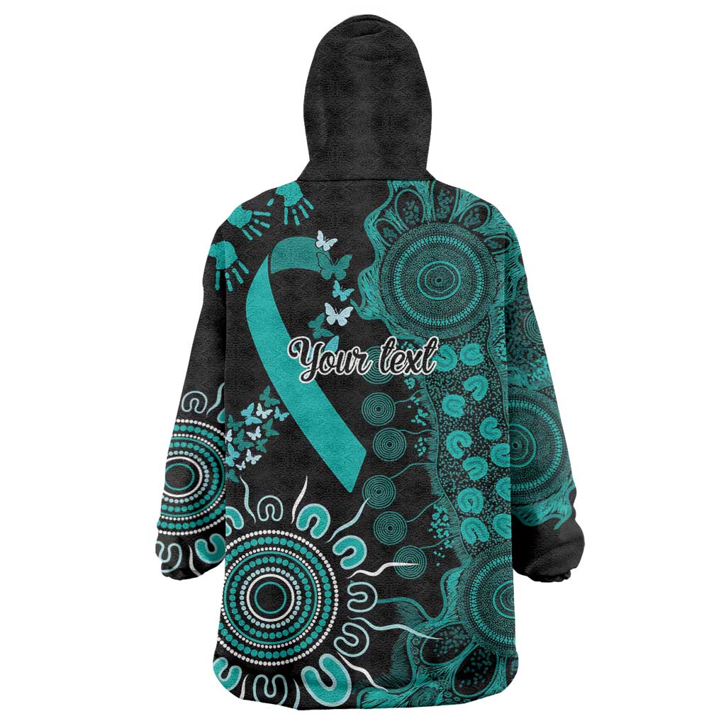 Ovarian Cancer Awareness Personalised Wearable Blanket Hoodie Aboriginal Ribbon Dot Painting