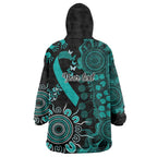 Ovarian Cancer Awareness Personalised Wearable Blanket Hoodie Aboriginal Ribbon Dot Painting