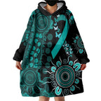 Ovarian Cancer Awareness Personalised Wearable Blanket Hoodie Aboriginal Ribbon Dot Painting