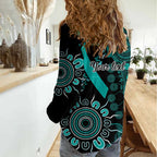 Ovarian Cancer Awareness Personalised Women Casual Shirt Aboriginal Ribbon Dot Painting