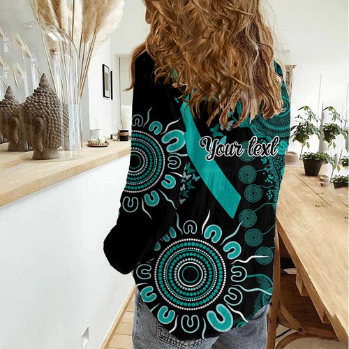 Ovarian Cancer Awareness Personalised Women Casual Shirt Aboriginal Ribbon Dot Painting