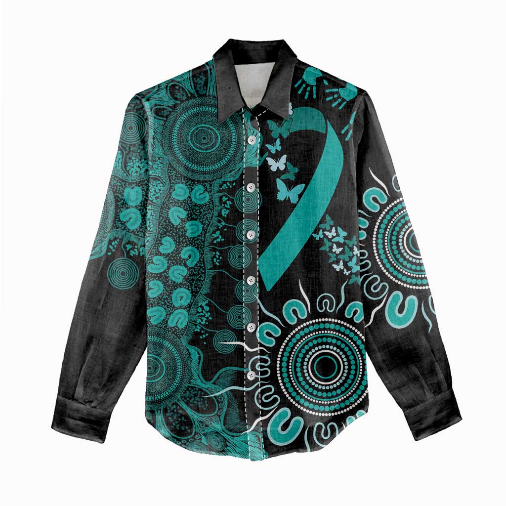 Ovarian Cancer Awareness Personalised Women Casual Shirt Aboriginal Ribbon Dot Painting