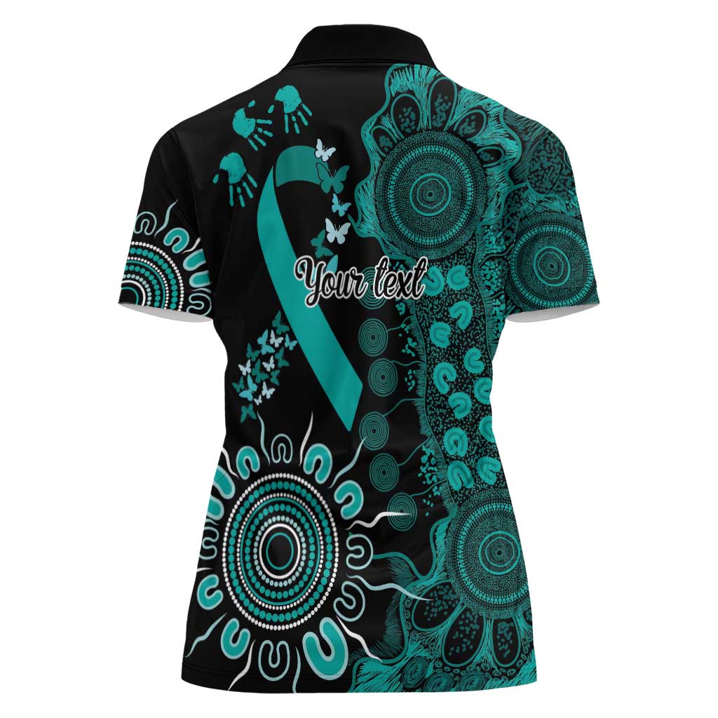 Ovarian Cancer Awareness Personalised Women Polo Shirt Aboriginal Ribbon Dot Painting
