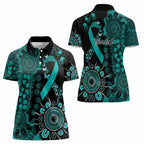 Ovarian Cancer Awareness Personalised Women Polo Shirt Aboriginal Ribbon Dot Painting