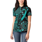 Ovarian Cancer Awareness Personalised Women Polo Shirt Aboriginal Ribbon Dot Painting