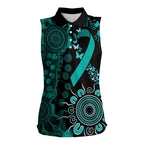 Ovarian Cancer Awareness Personalised Women Sleeveless Polo Shirt Aboriginal Ribbon Dot Painting