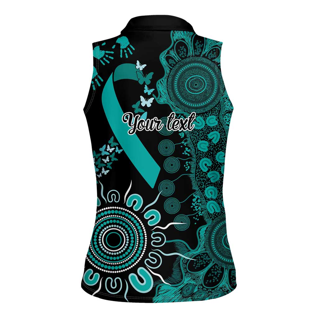 Ovarian Cancer Awareness Personalised Women Sleeveless Polo Shirt Aboriginal Ribbon Dot Painting