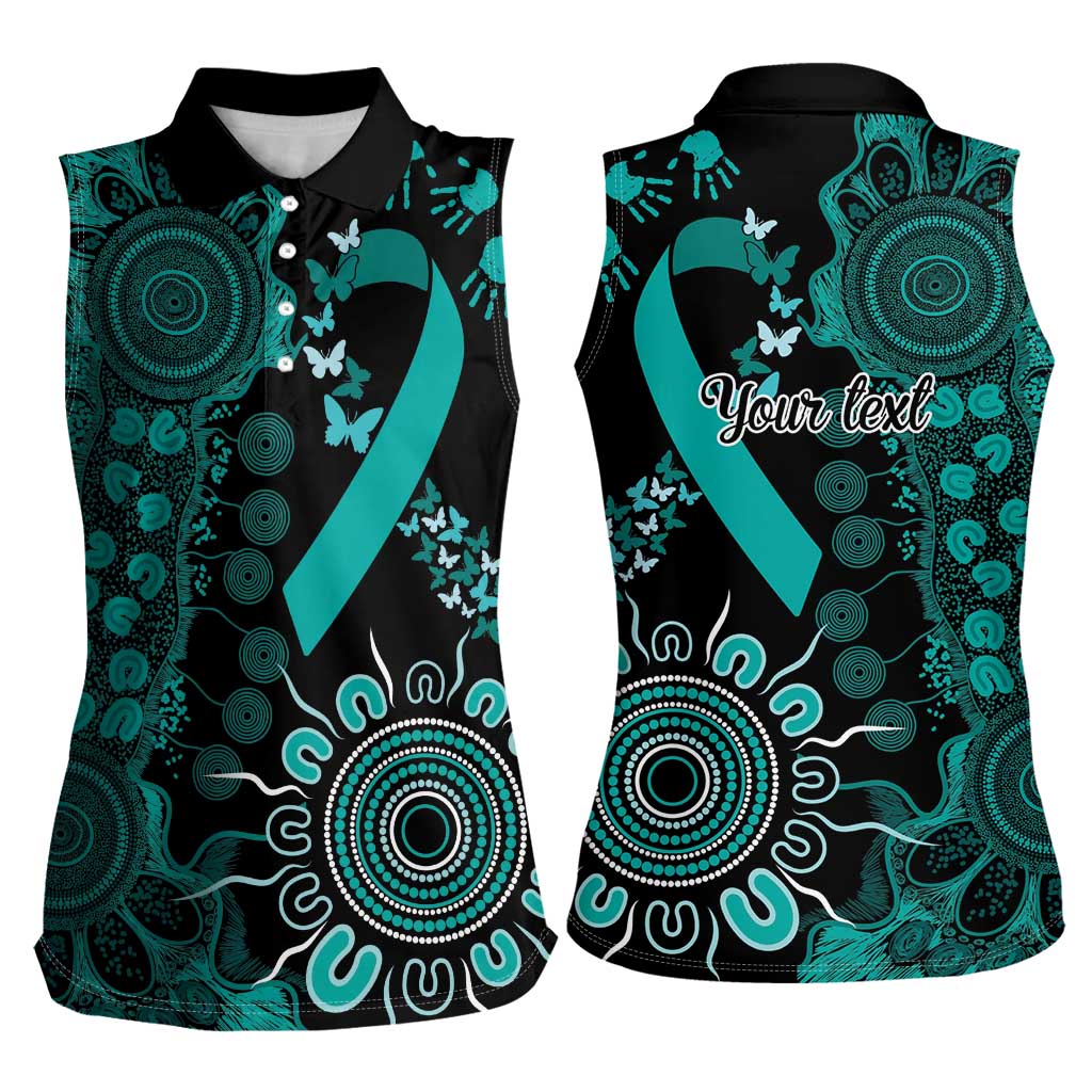 Ovarian Cancer Awareness Personalised Women Sleeveless Polo Shirt Aboriginal Ribbon Dot Painting
