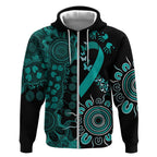 Ovarian Cancer Awareness Personalised Zip Hoodie Aboriginal Ribbon Dot Painting