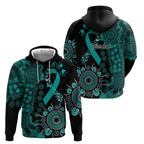 Ovarian Cancer Awareness Personalised Zip Hoodie Aboriginal Ribbon Dot Painting