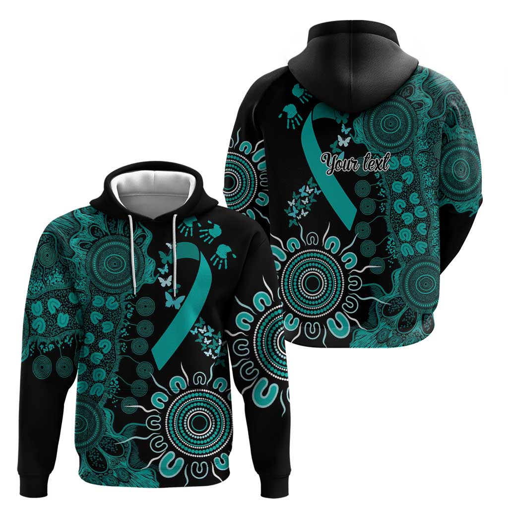 Ovarian Cancer Awareness Personalised Zip Hoodie Aboriginal Ribbon Dot Painting