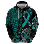Ovarian Cancer Awareness Personalised Zip Hoodie Aboriginal Ribbon Dot Painting