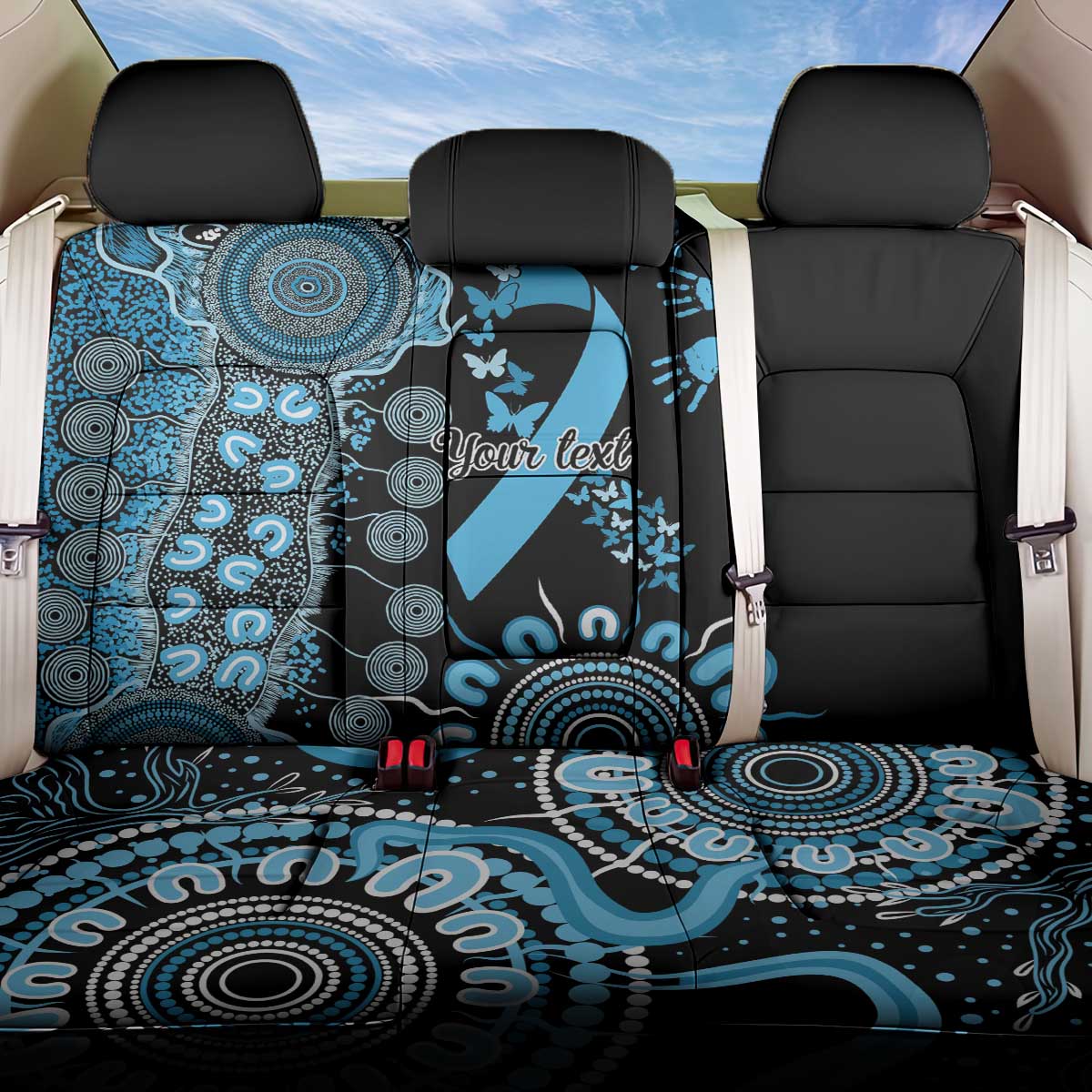Prostate Cancer Awareness Personalised Back Car Seat Cover Aboriginal Ribbon Dot Painting